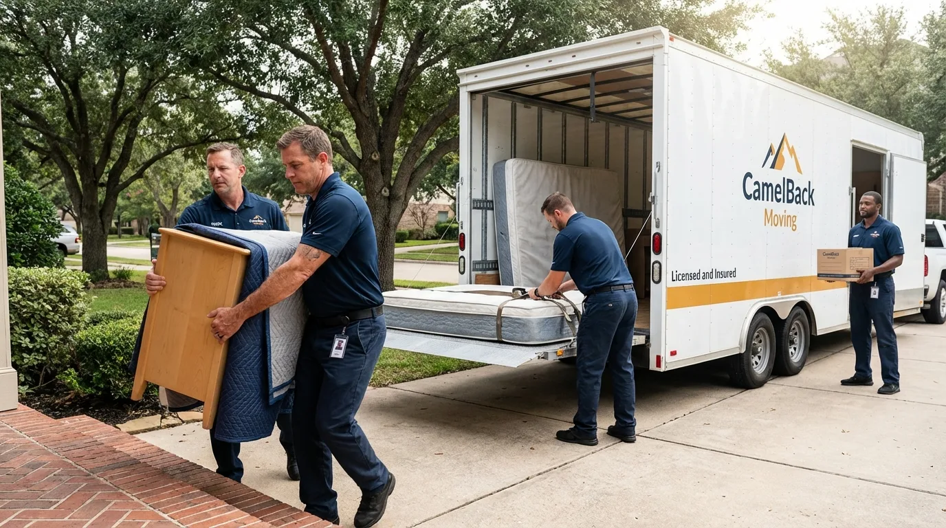 Crew loading residential truck for cross-state move from Havana, FL